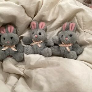 Vintage Russ Gray Plush Bunny Trio